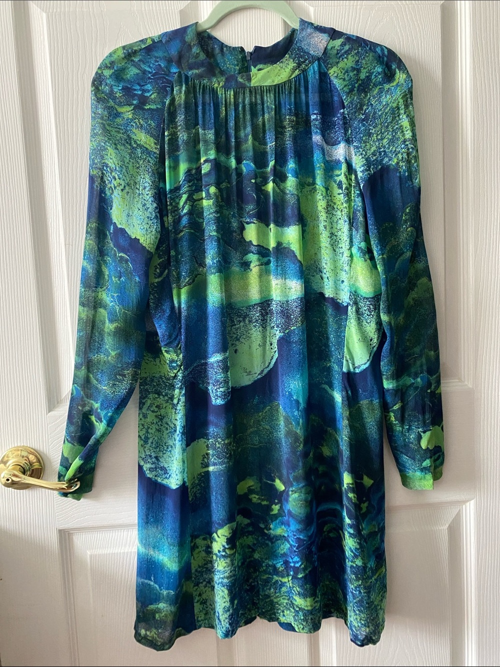 Vintage Blue & Green Abstract Shift Mini Dress